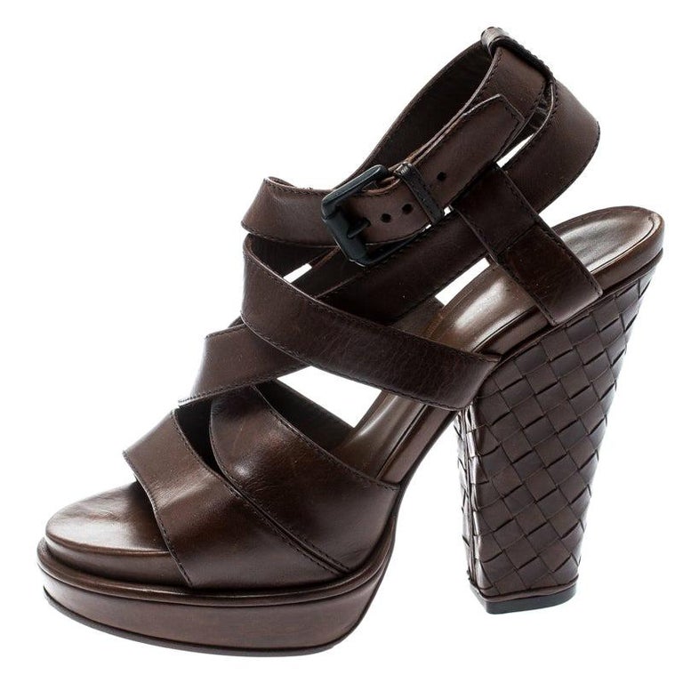 brown strappy sandals chunky heel