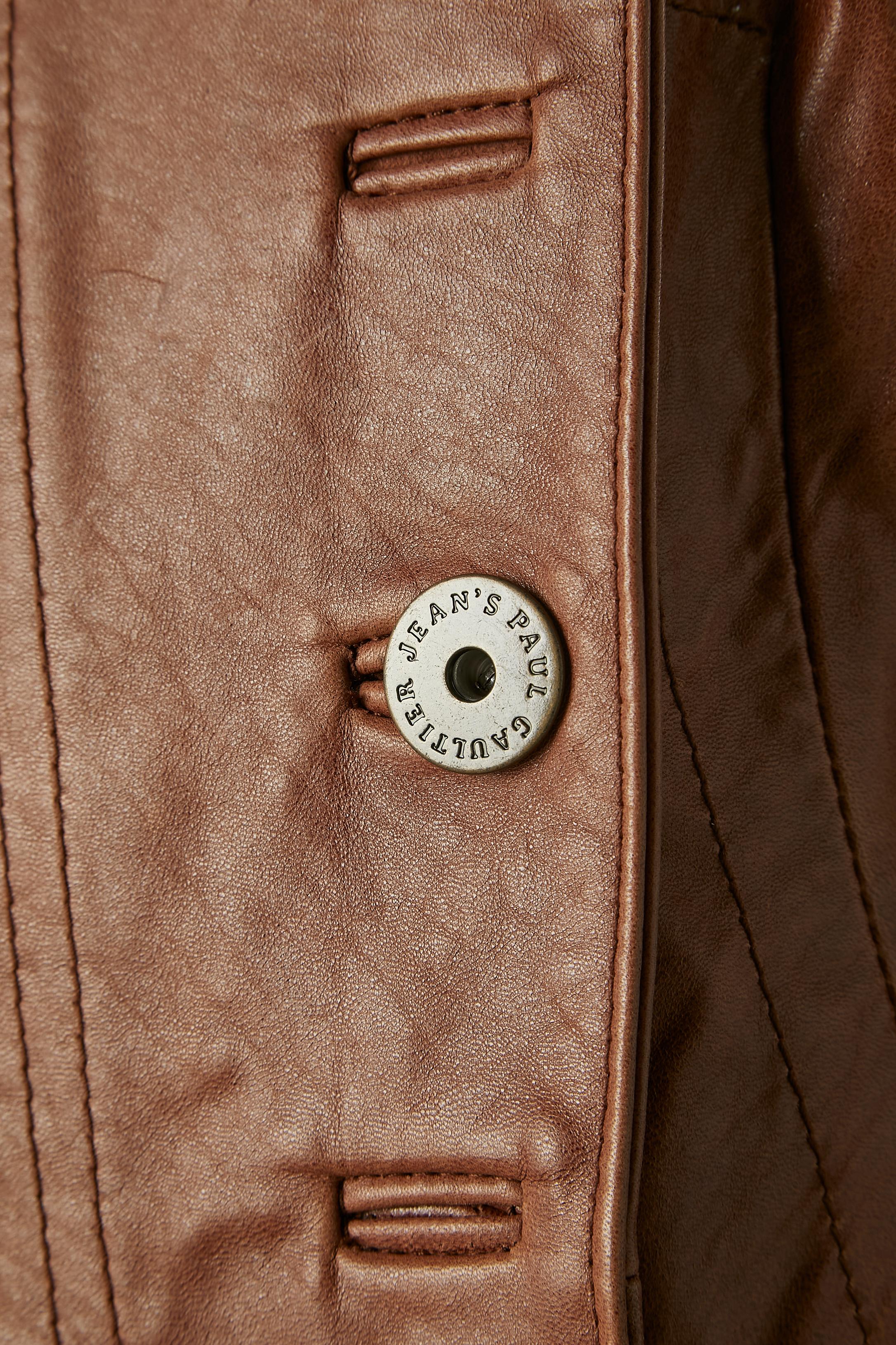 Brown leather jacket Gaultier Jeans  In Excellent Condition For Sale In Saint-Ouen-Sur-Seine, FR