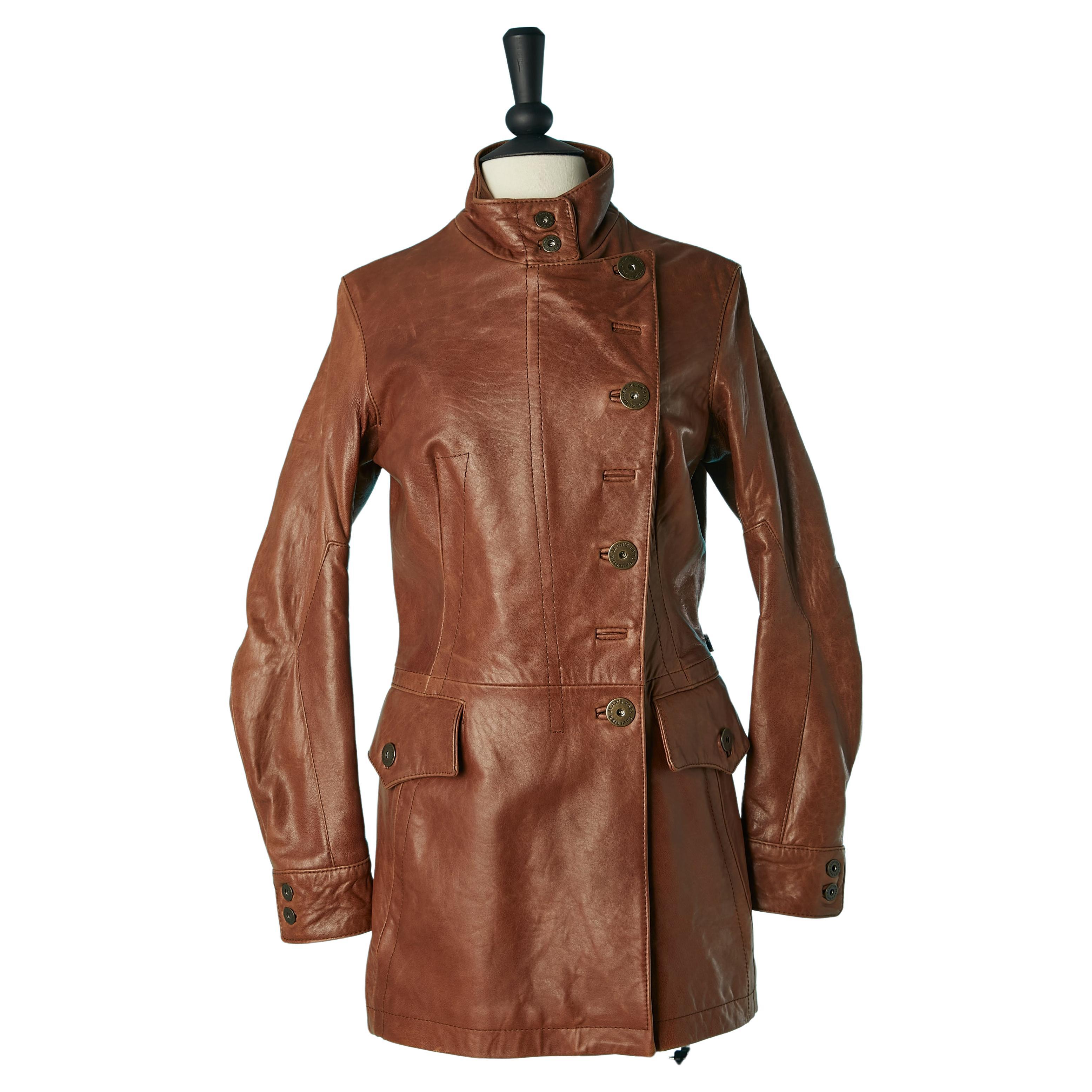 Brown leather jacket Gaultier Jeans  For Sale