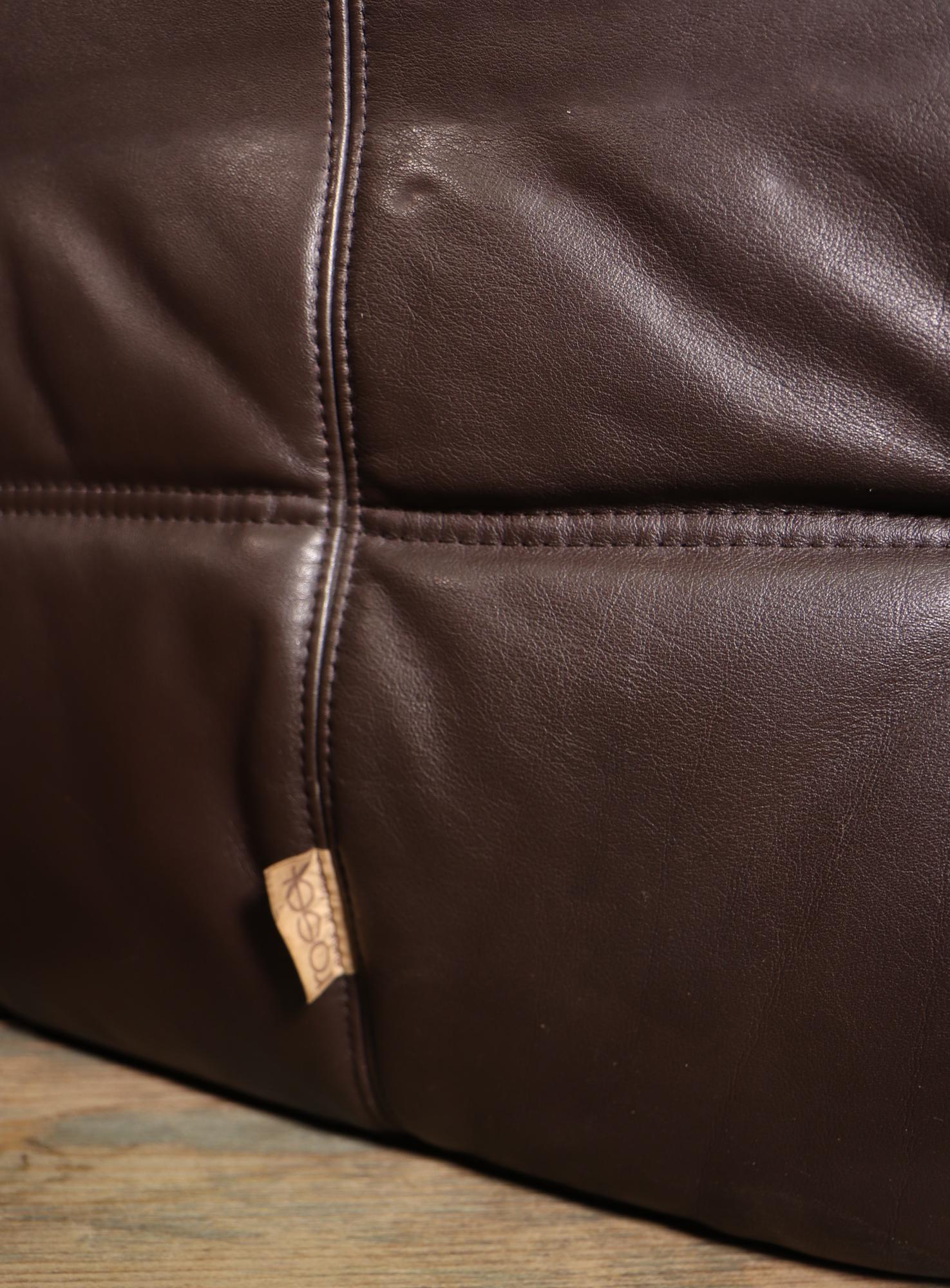 Brown Leather Kashima Sofa by Ligne Roset 4