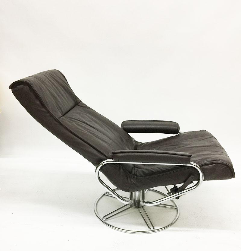 20th Century Brown Leather Kebe Swivel Chairs For Sale