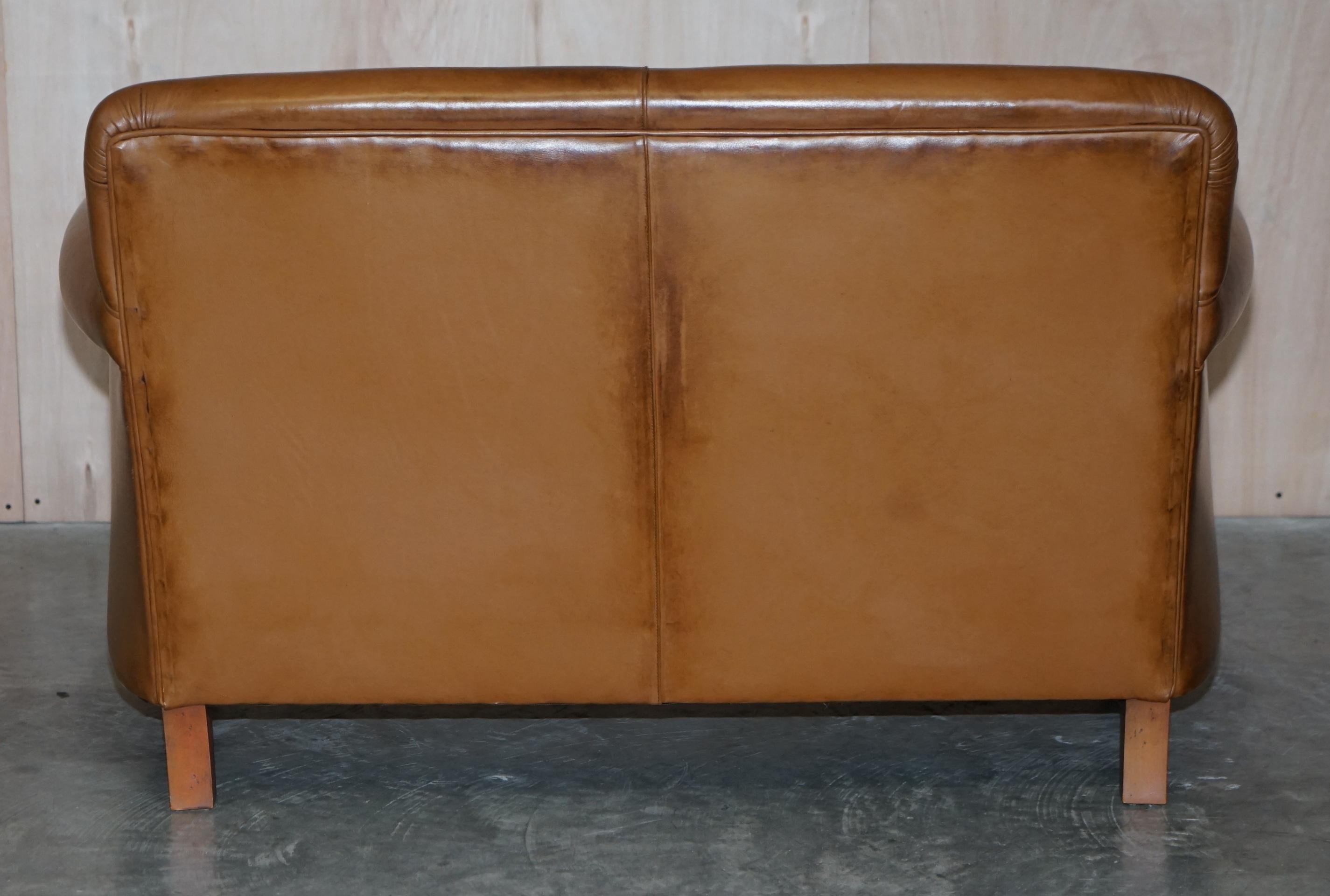 20th Century Brown Leather Laura Ashley Burlington Sofa Matching Club Armchairs Available
