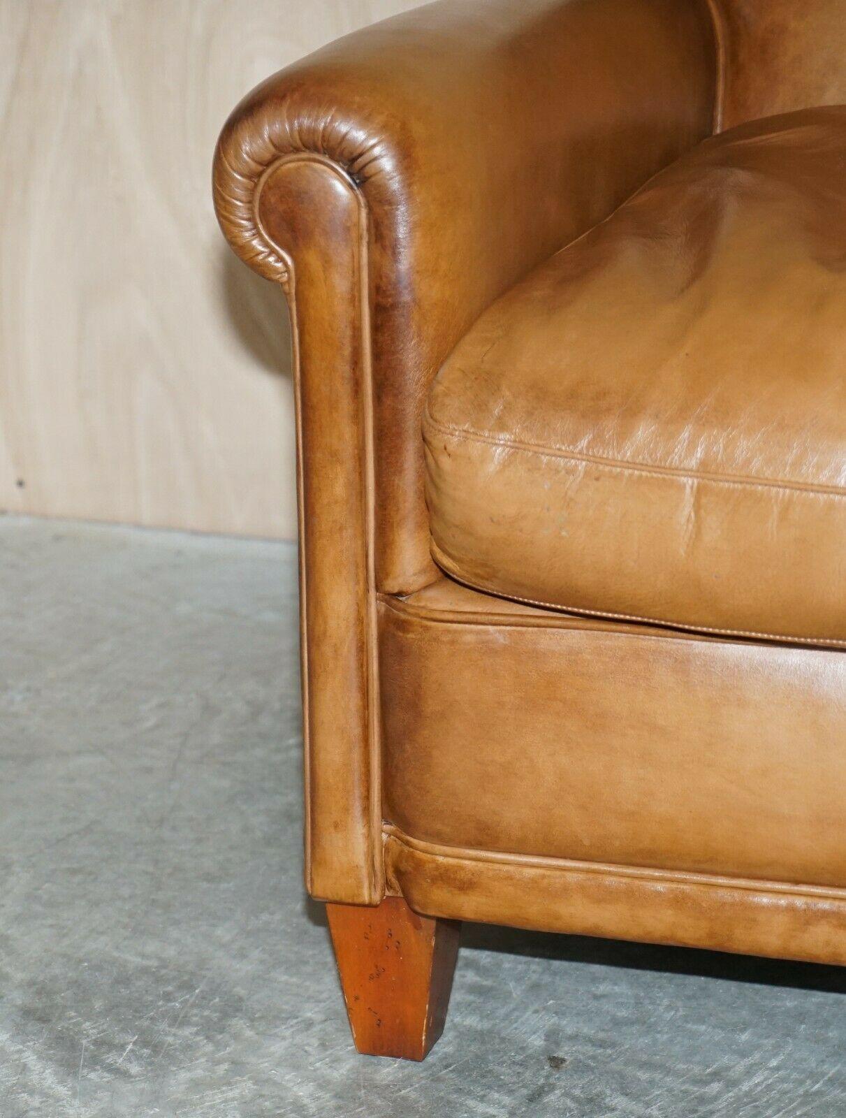Brown Leather Laura Ashley Burlington Sofa Matching Club Armchairs Available