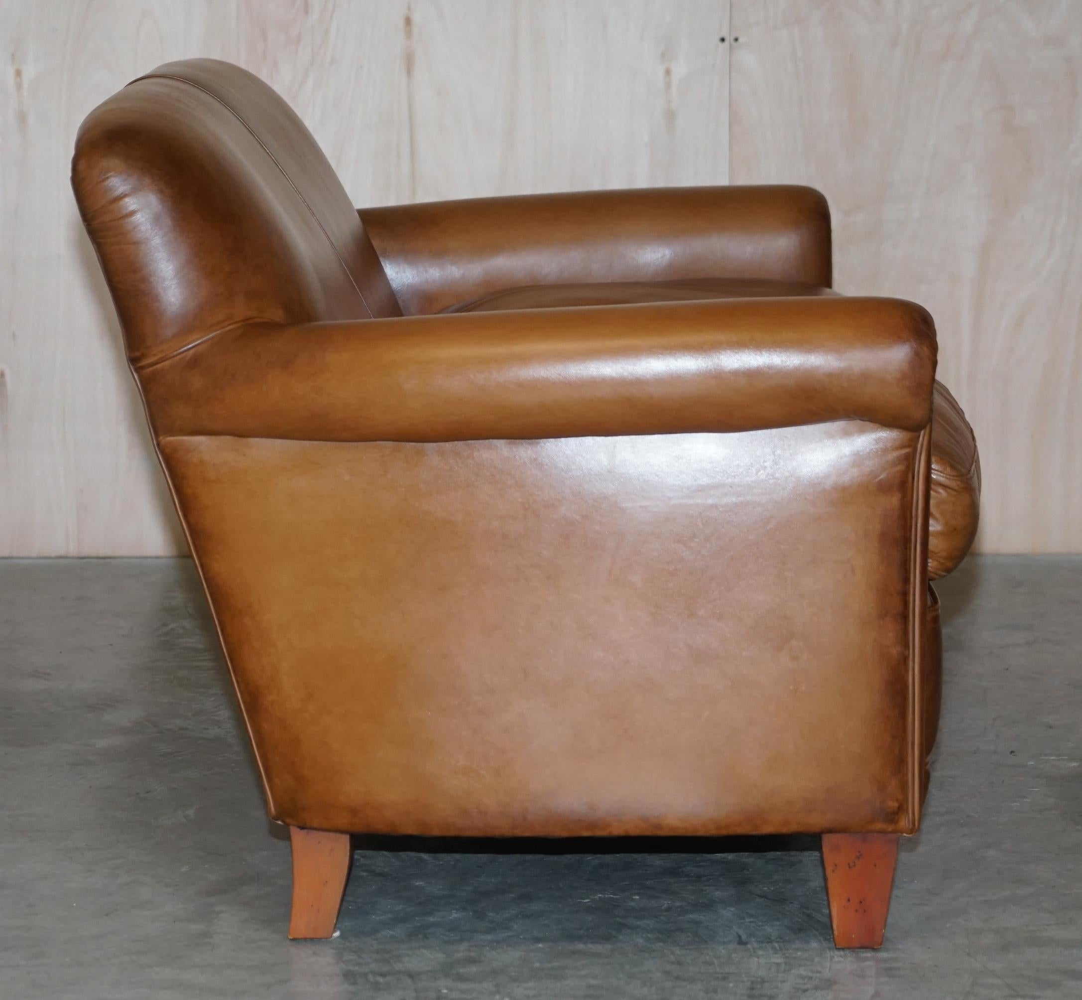 Brown Leather Laura Ashley Burlington Sofa Matching Club Armchairs Available In Good Condition In West Sussex, Pulborough