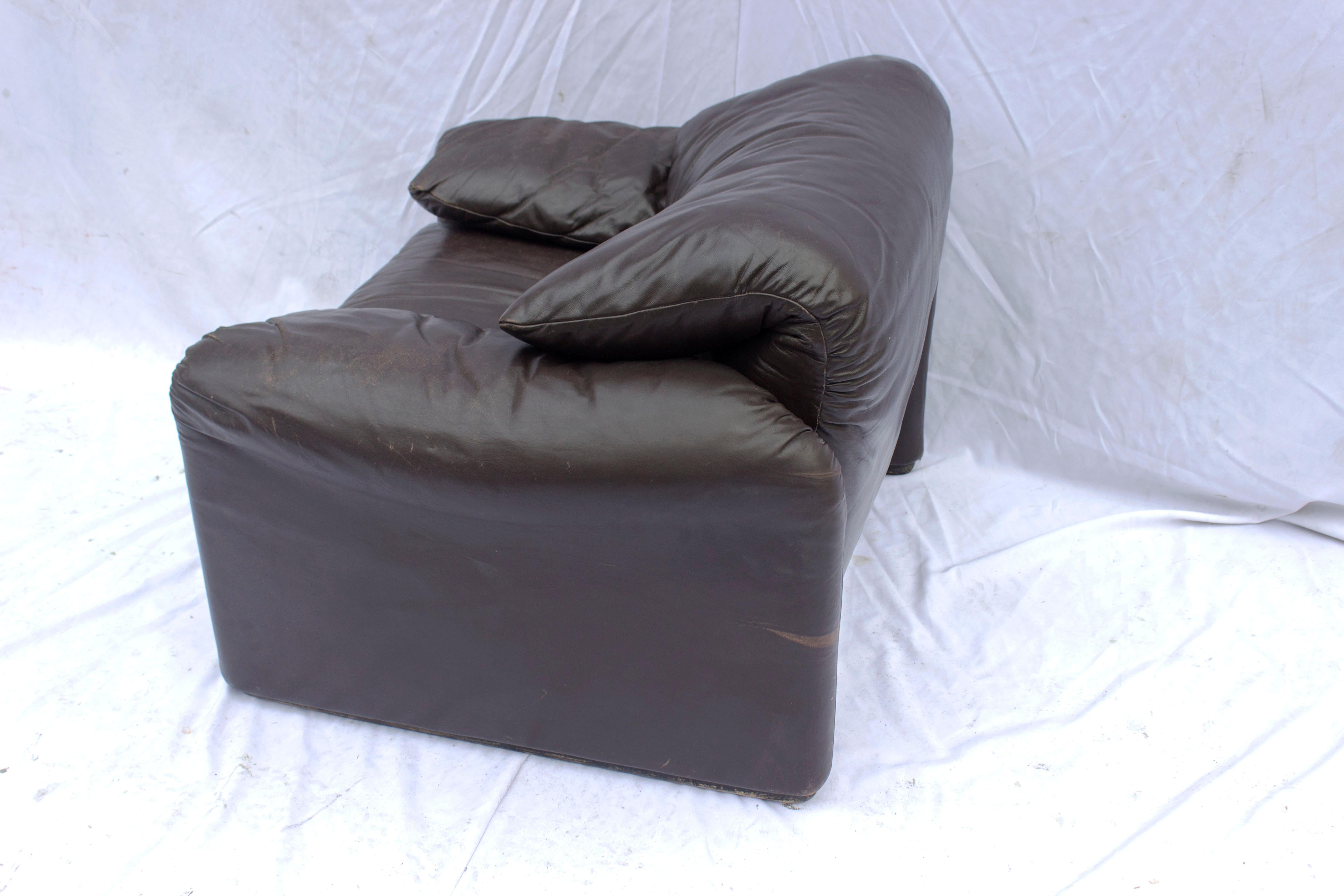 Modern Brown Leather Lounge Chair 
