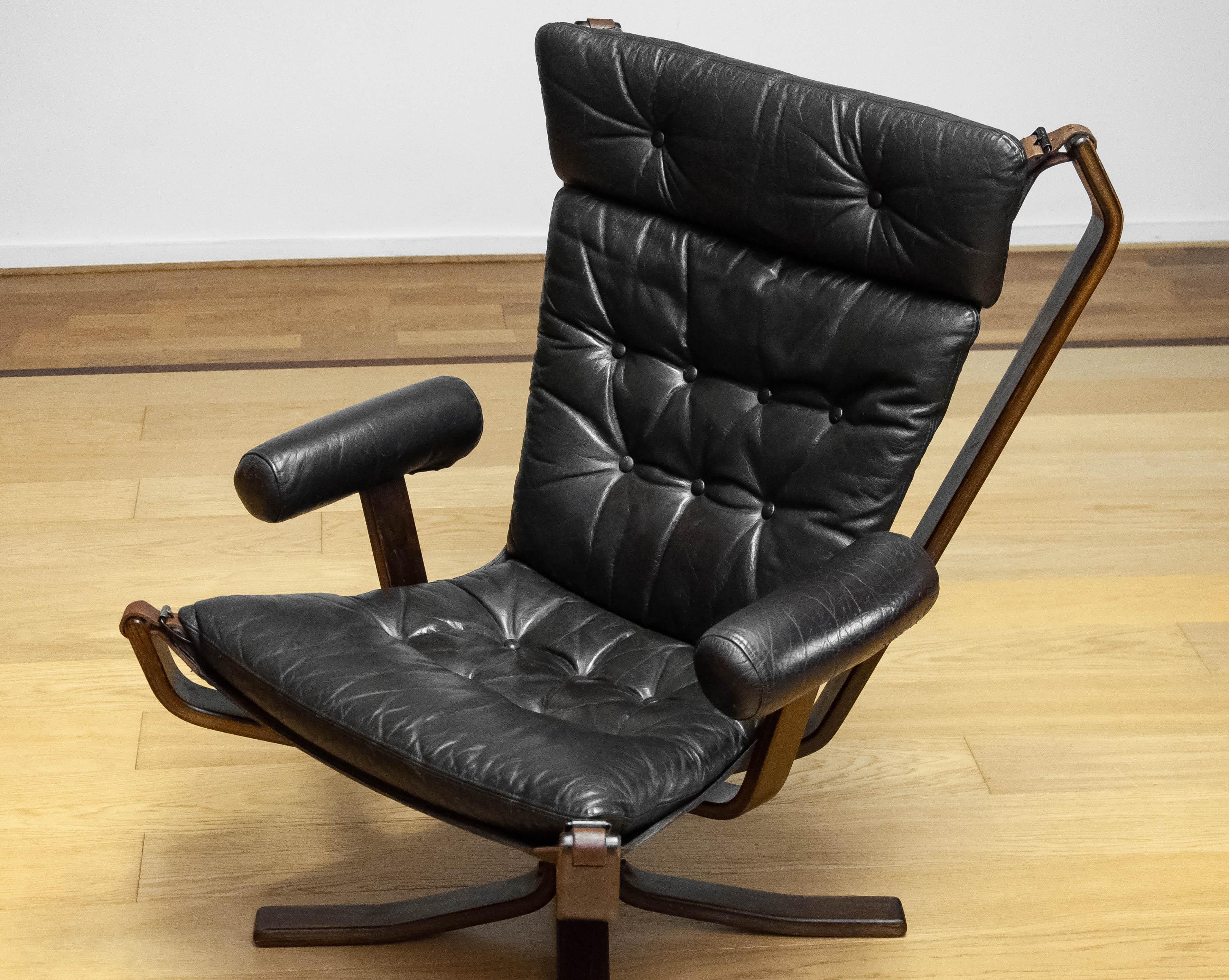 Danish Brown Leather Lounge Chair 'Model Superstar