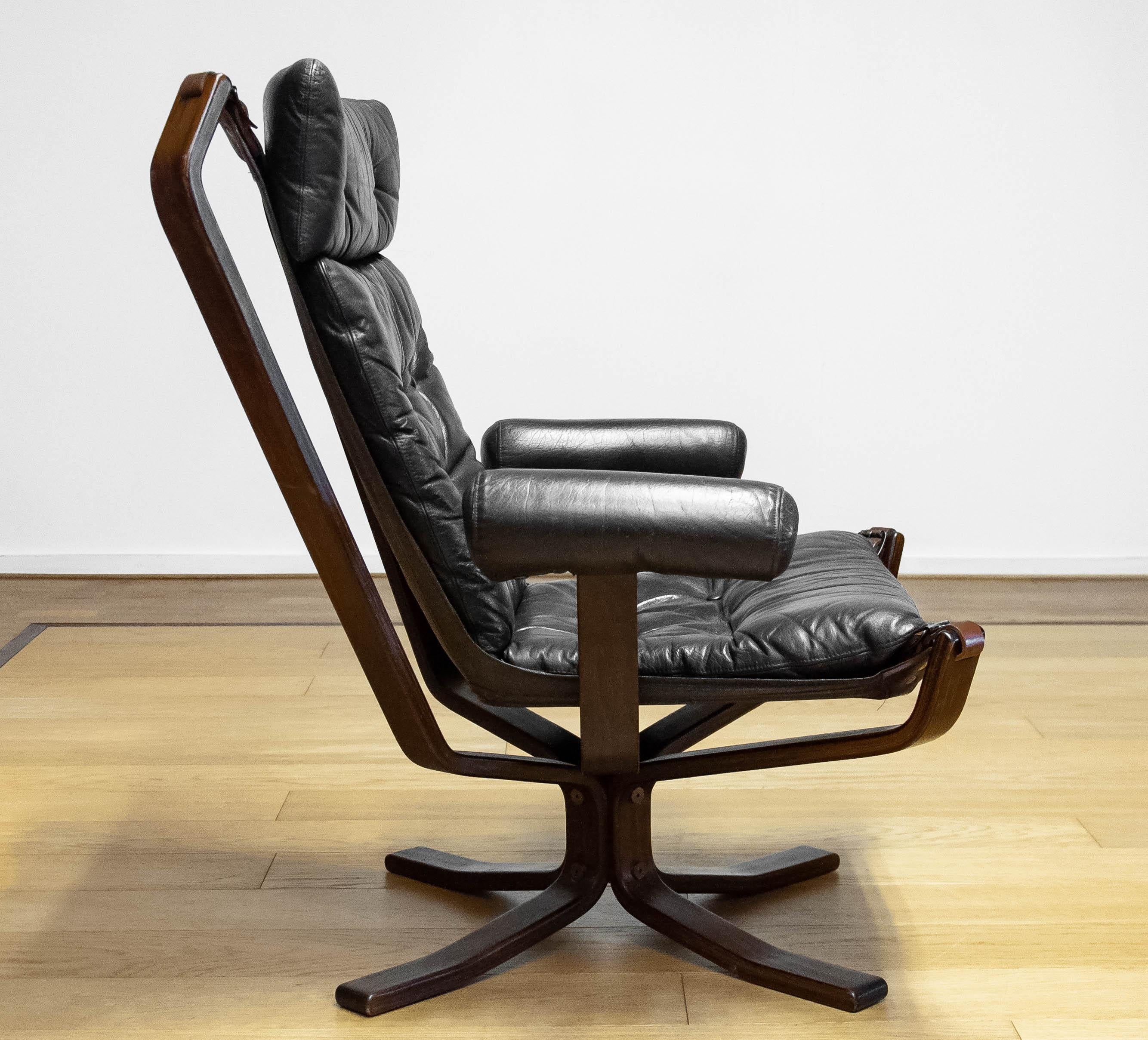 Metal Brown Leather Lounge Chair 'Model Superstar