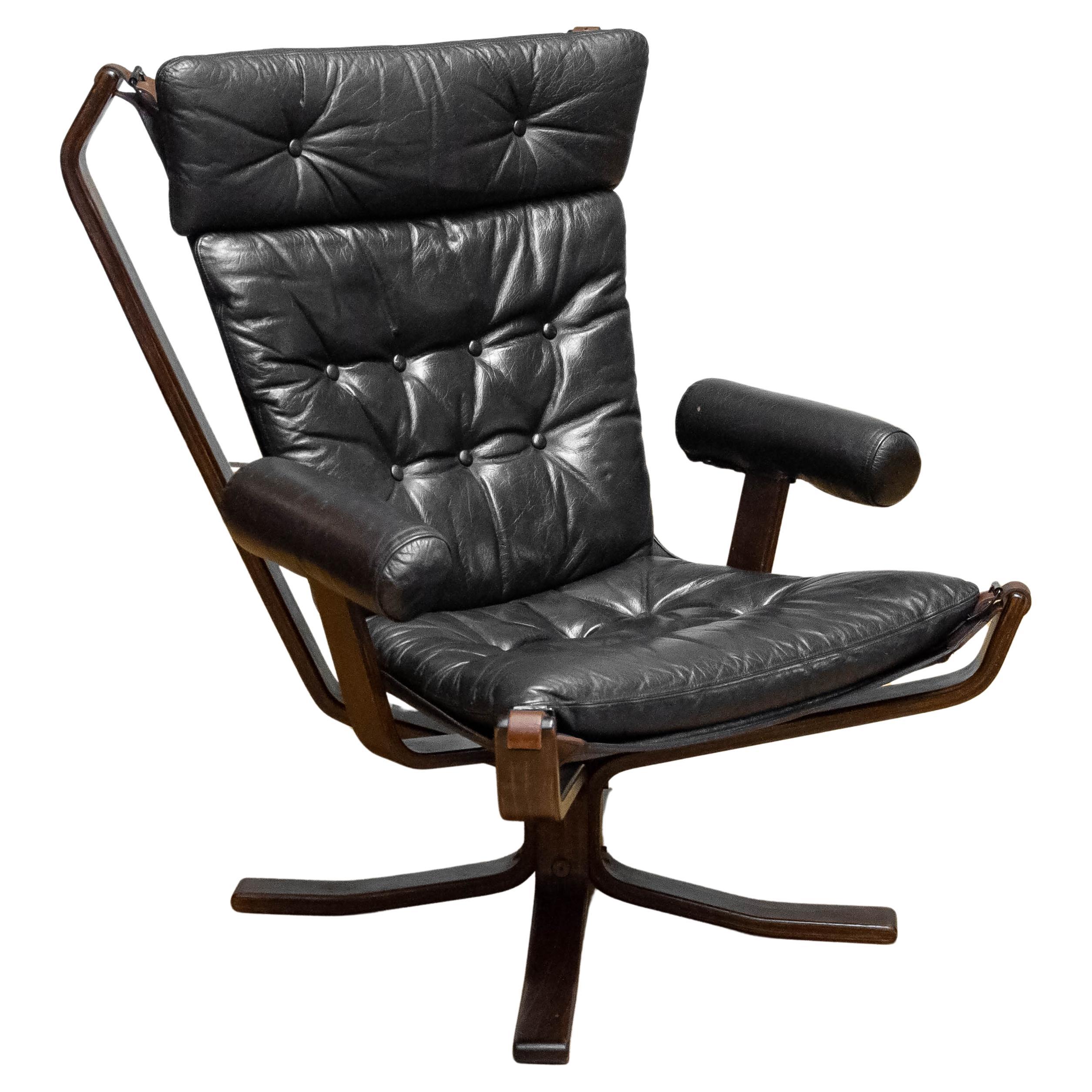 Brown Leather Lounge Chair 'Model Superstar" by Sigurd Ressell. 1970s