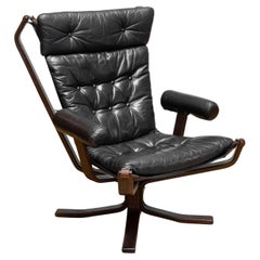 Brown Leather Lounge Chair 'Model Superstar" by Sigurd Ressell. 1970s