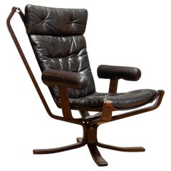 Brown Leather Lounge Chair 
Model Superstar" by Sigurd Ressell. 1970s