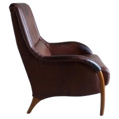 Chaise longue en cuir Brown, Pays-Bas, années 1980