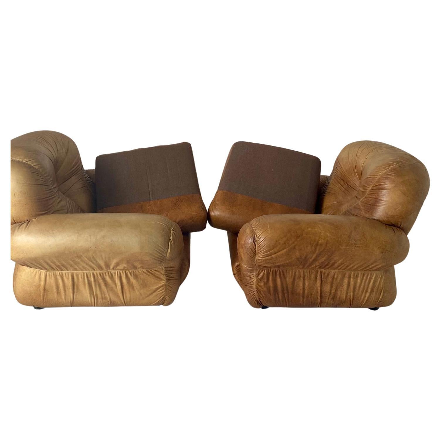 Leather Brown leather lounge chairs, 