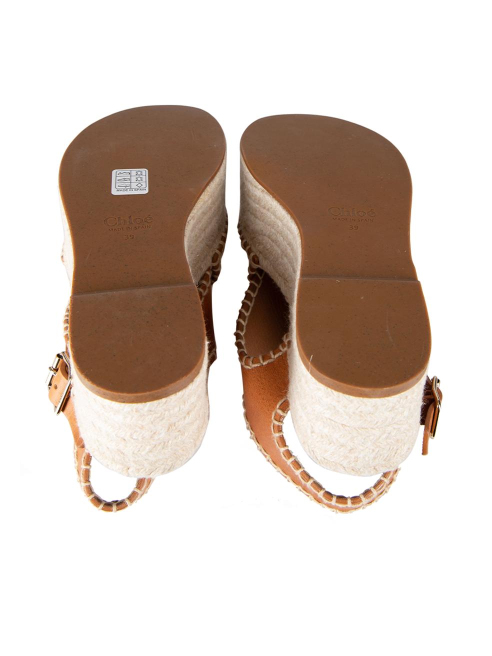 Women's Brown Leather Lucinda Platform Espadrille Sandals Size IT 39 For Sale
