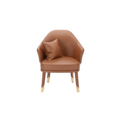Modern Brown Leather Armchair Inspired by Bhutan's Tiger's Nest