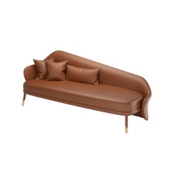 Brown Leather Modern Bhutan Daybed