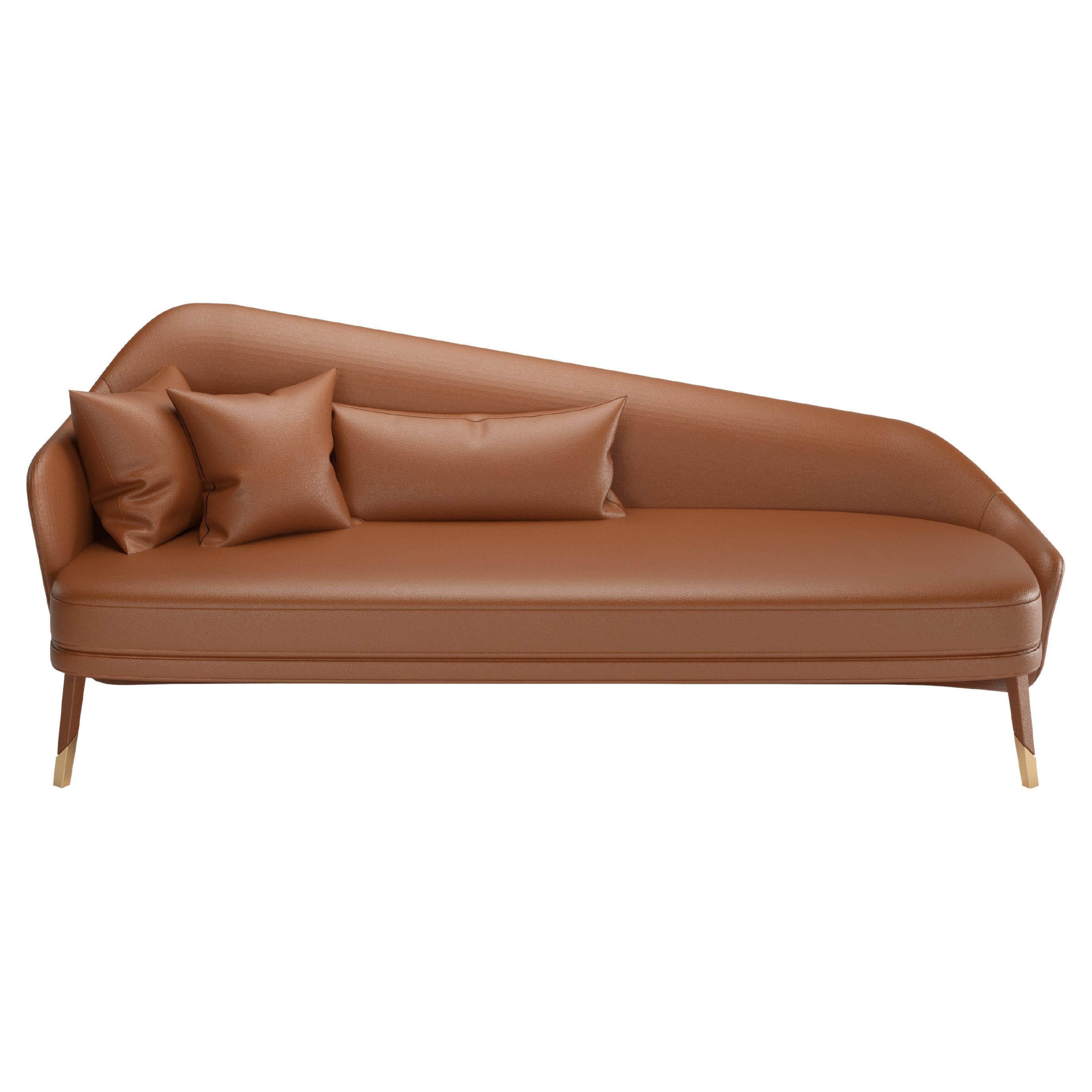 Brown Leather Modern Bhutan Daybed For Sale