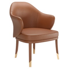 Brown Leather Modern Bhutan Dining Chair