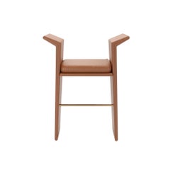 Sgabello da bar moderno Panama in pelle marrone
