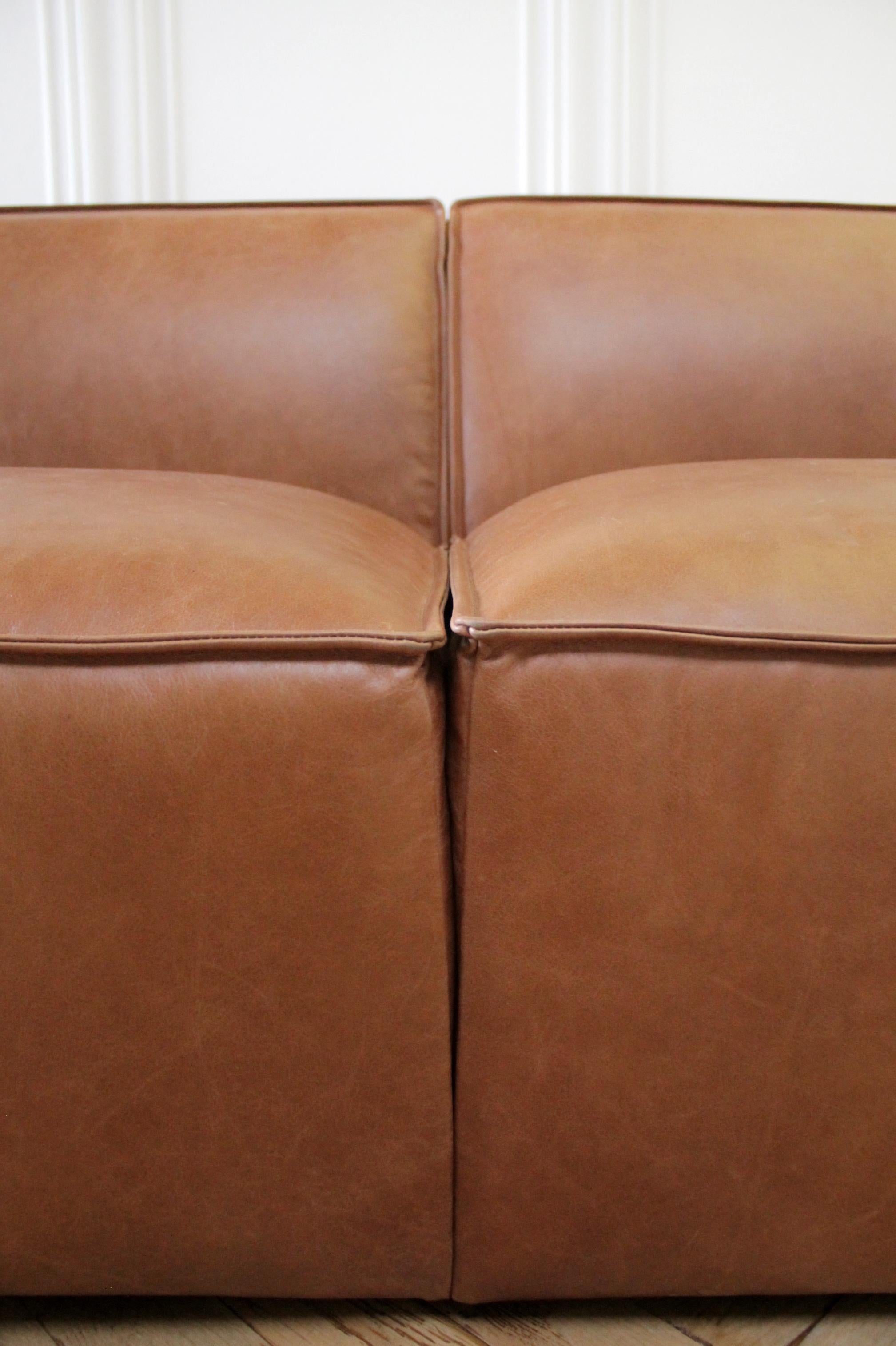 Brown Leather Modern Square Sofa 2 Available 6