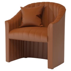 Chaise de salle à manger moderne en cuir marron avec dossier complet en Uphostery