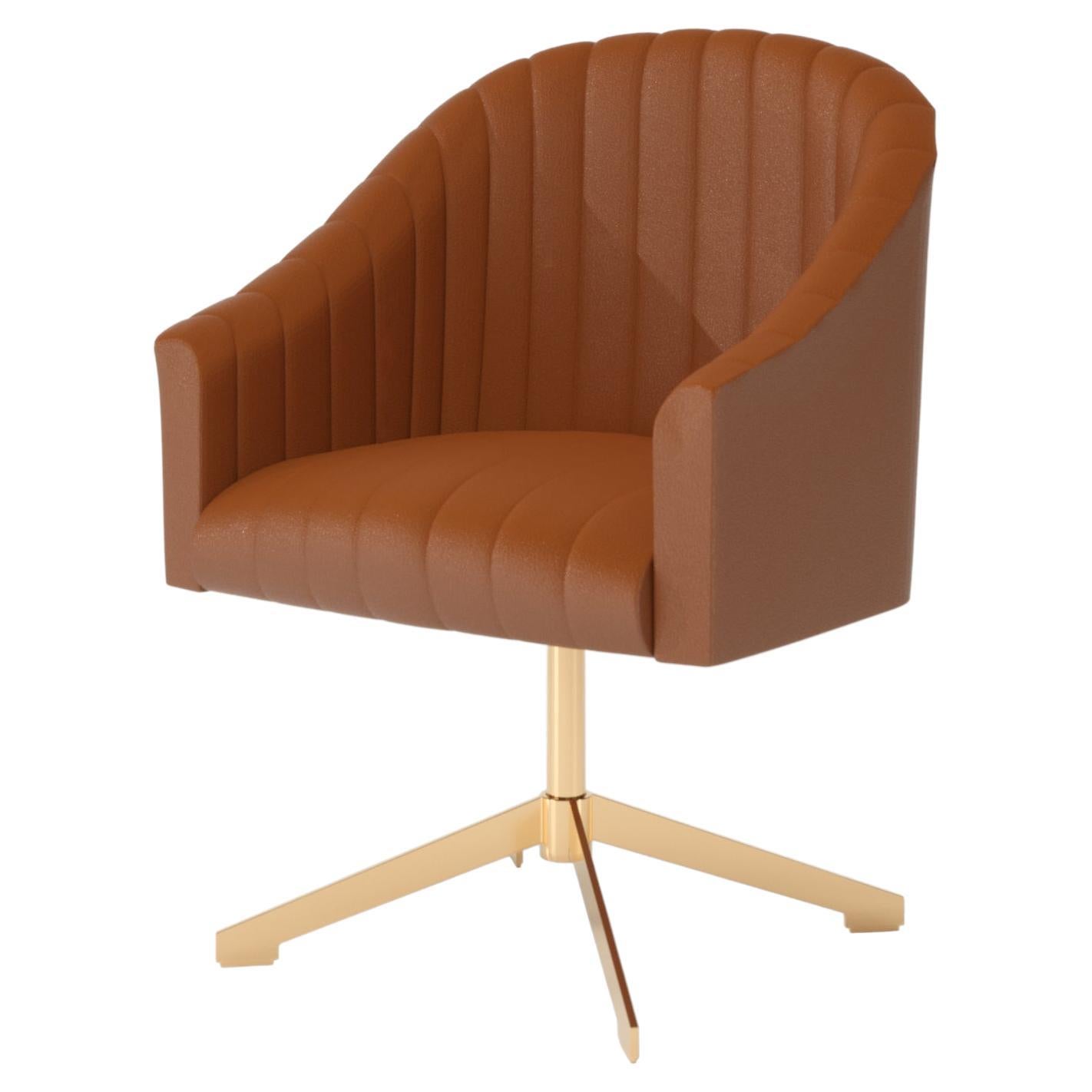 Brown Leather Modern Uphostery Office Chair  For Sale
