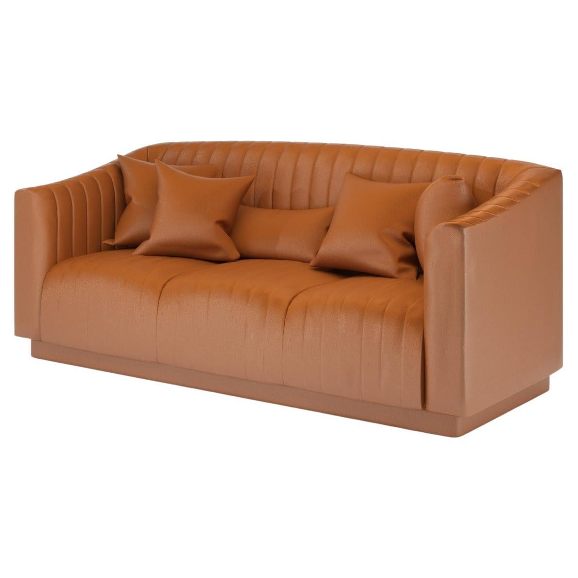 Canapé moderne en cuir marron Uphostery en vente