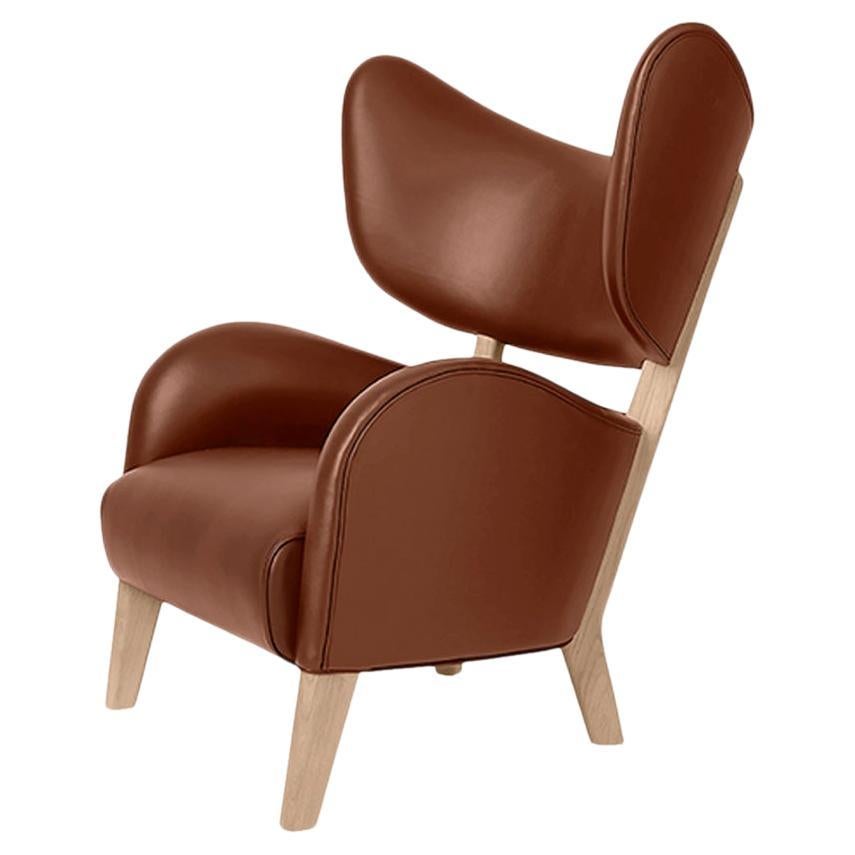 Braunes Leder Eiche Natur My Own Chair Loungesessel von Lassen im Angebot