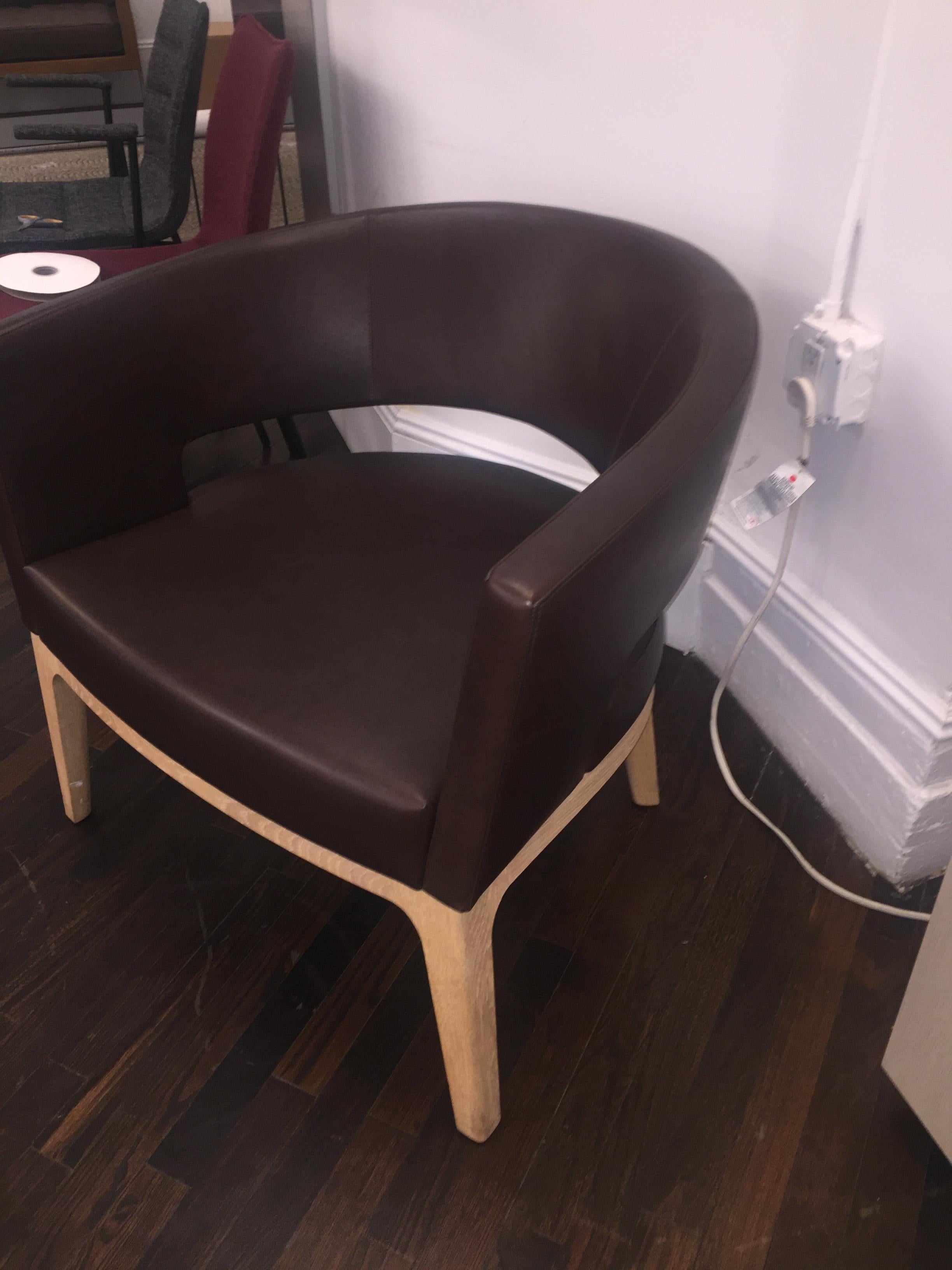 Montis Brown Leather Oak Base Turner Armchair 1