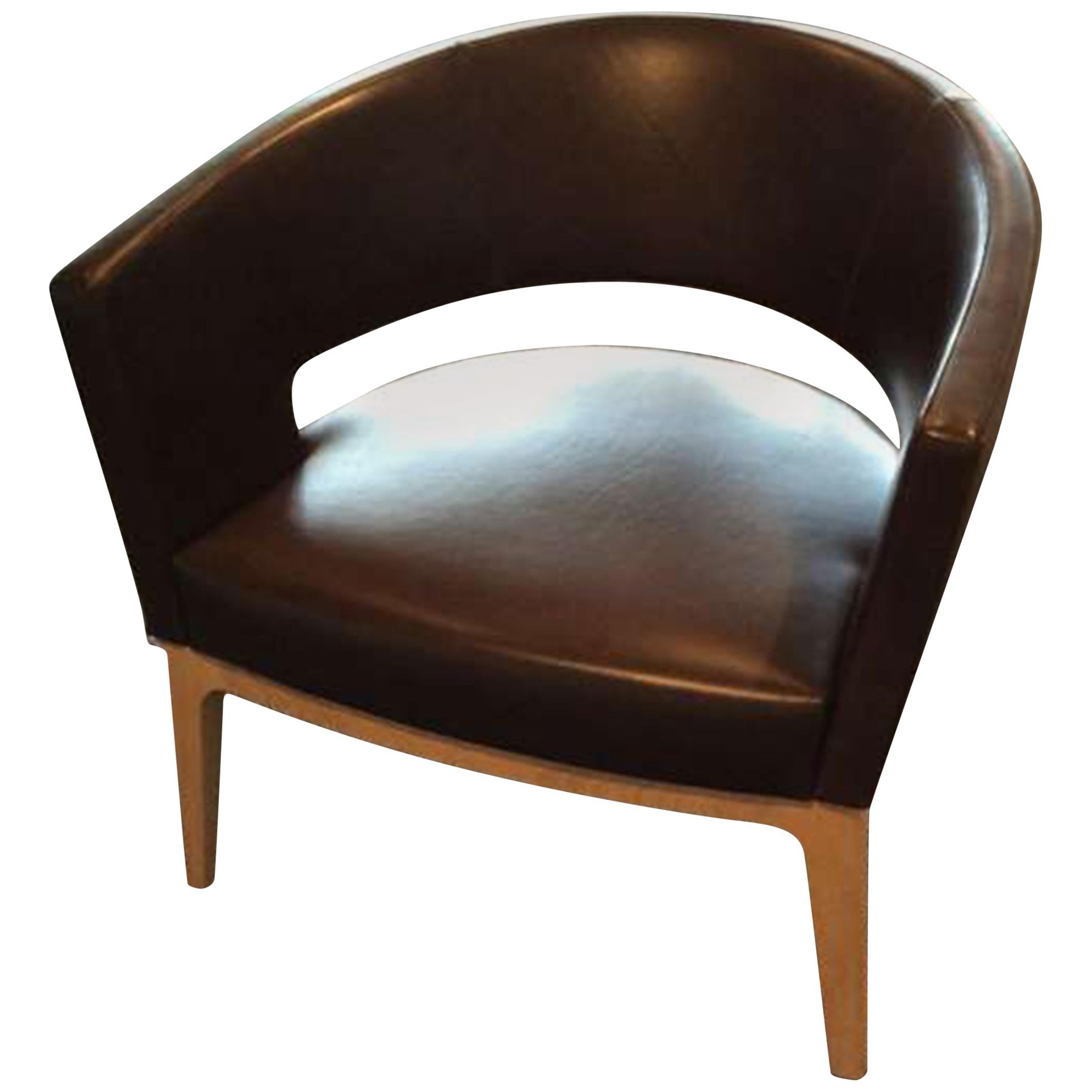 Montis Brown Leather Oak Base Turner Armchair