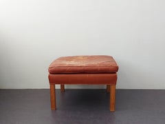 Brown leather ottoman by Børge Mogensen for Fredericia, Denmark 1963