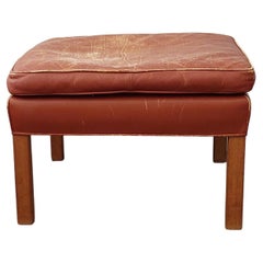 Brown leather ottoman by Børge Mogensen for Fredericia, Denmark 1963