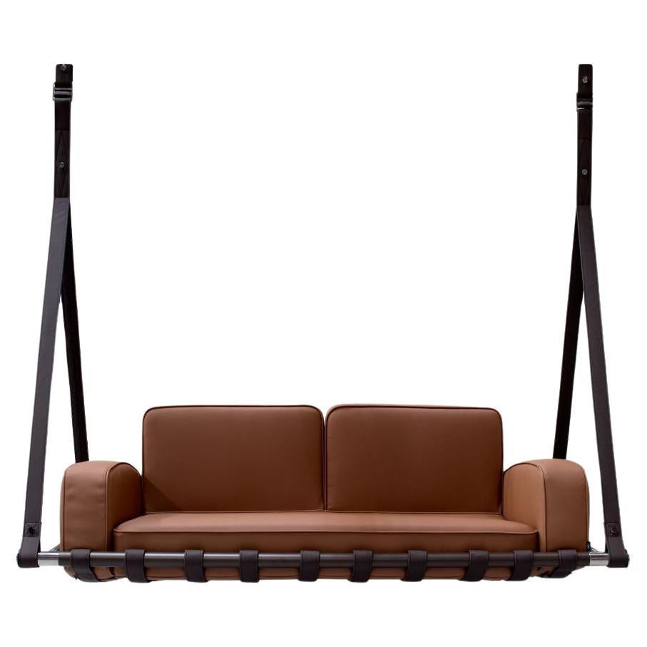 Canapé suspendu Fable en cuir Brown pour l'extérieur, résistant aux intempéries en vente