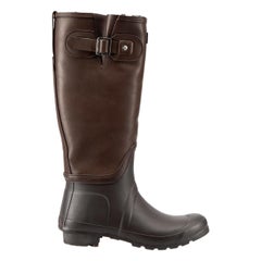 Brown Leather-Panel Shearling Lined Boots Size UK 6