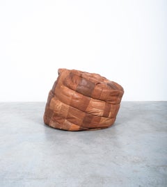 Brown Leather Patchwork Bean Bag or Pouf, 1970