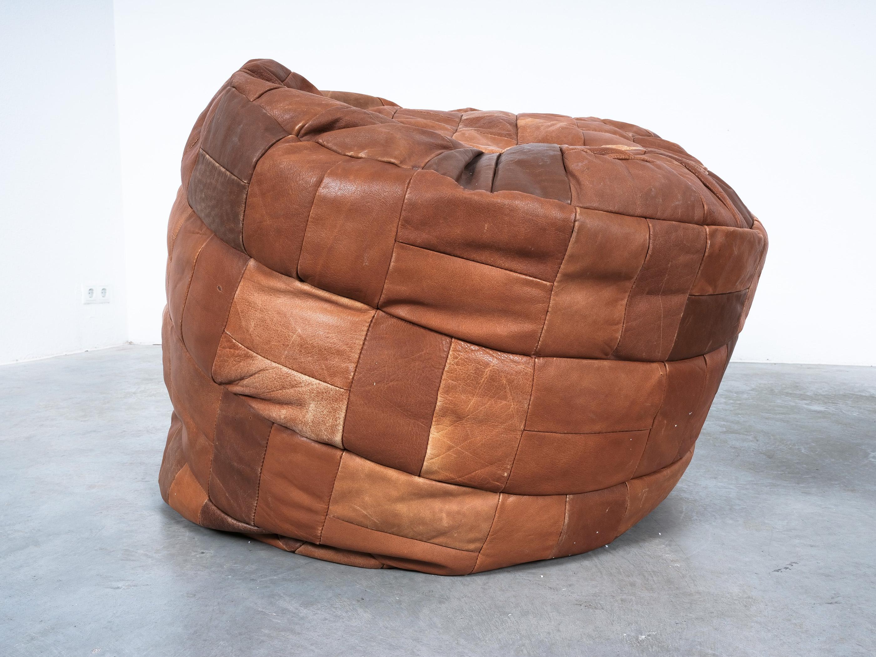brown leather bean bag chair