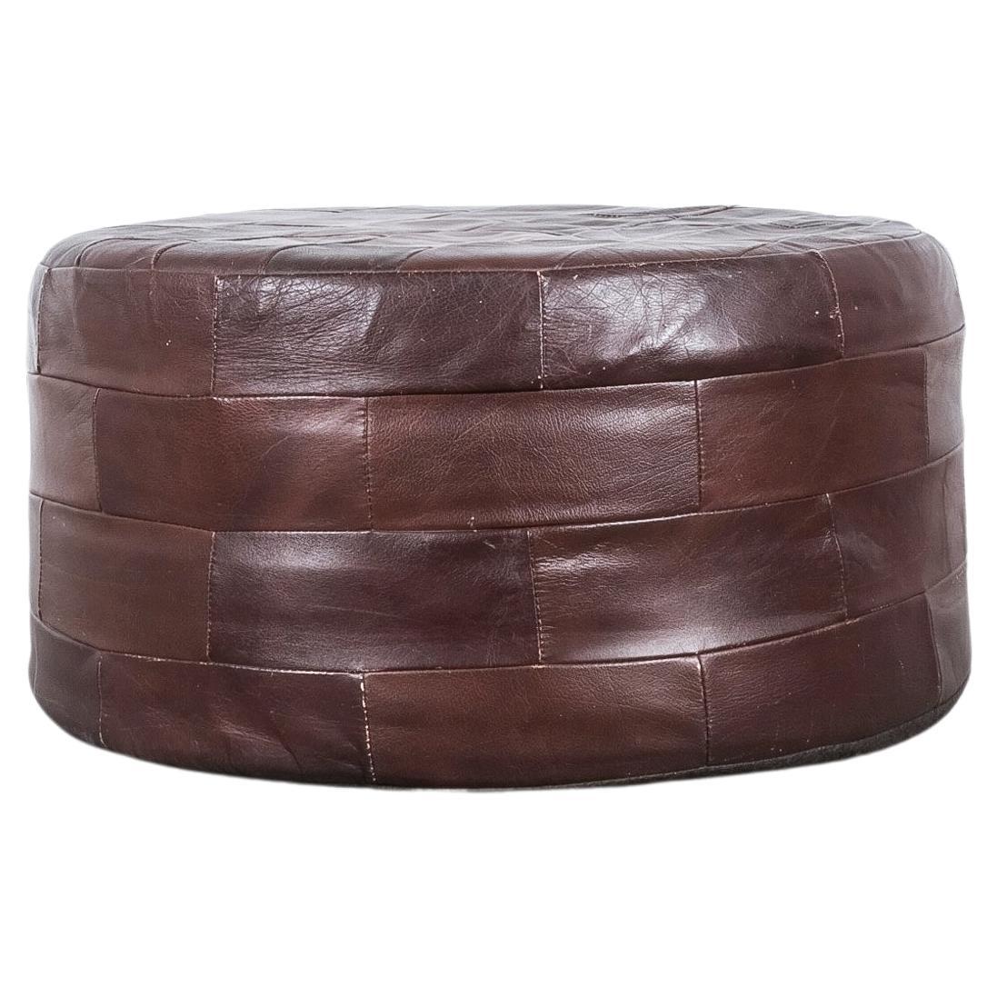 Brown Leather Patchwork Bean Bag or Pouf, 1970 For Sale
