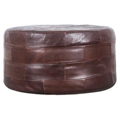 Retro Brown Leather Patchwork Bean Bag or Pouf, 1970