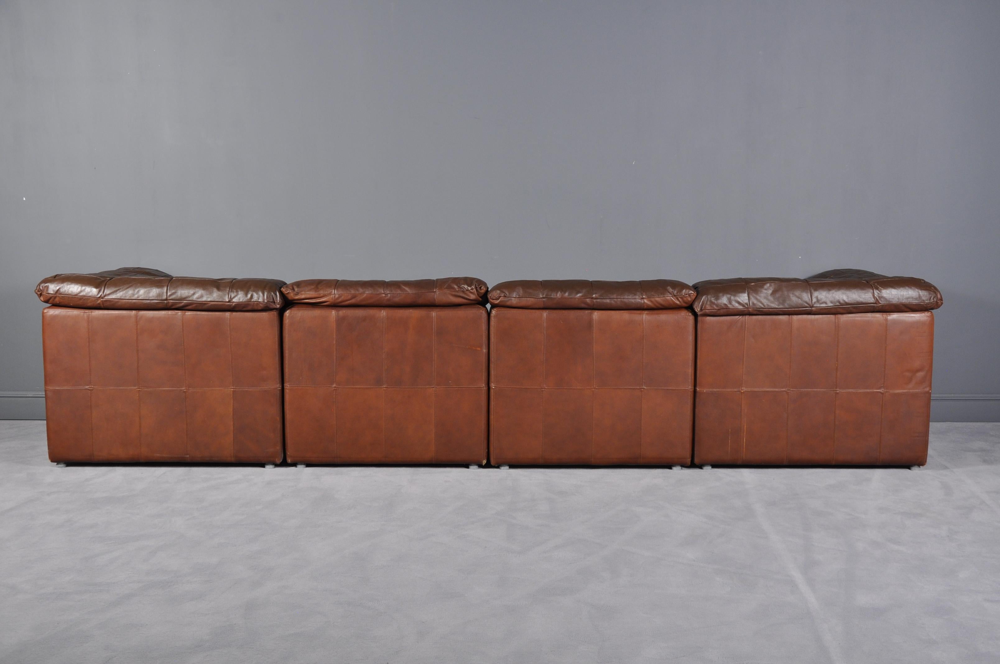 Brown Leder Patchwork Modular Sofa von Laauser, Deutschland, 1970er 2