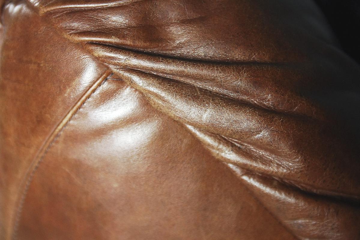 Brown Leather Patchwork Round Dutch Loveseat Sofa, 1970s 7