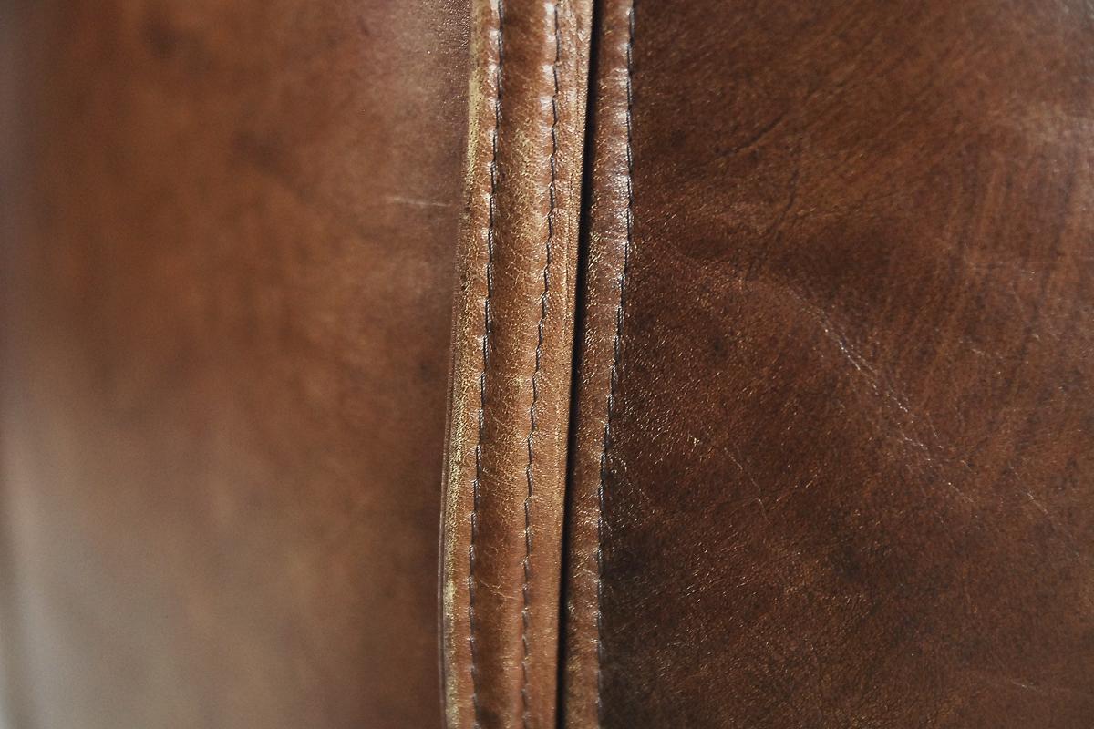Brown Leather Patchwork Round Dutch Loveseat Sofa, 1970s 11