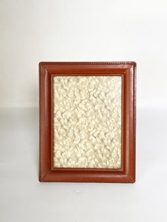 Brown Leather Photo Frame, France, 1950s