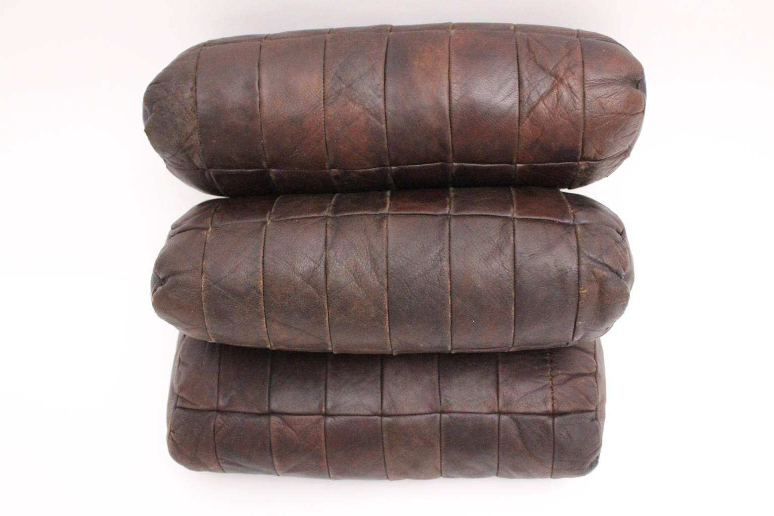 Mid-Century Modern Brown Leather Pillows by De Sede, Switzerland, 1970s