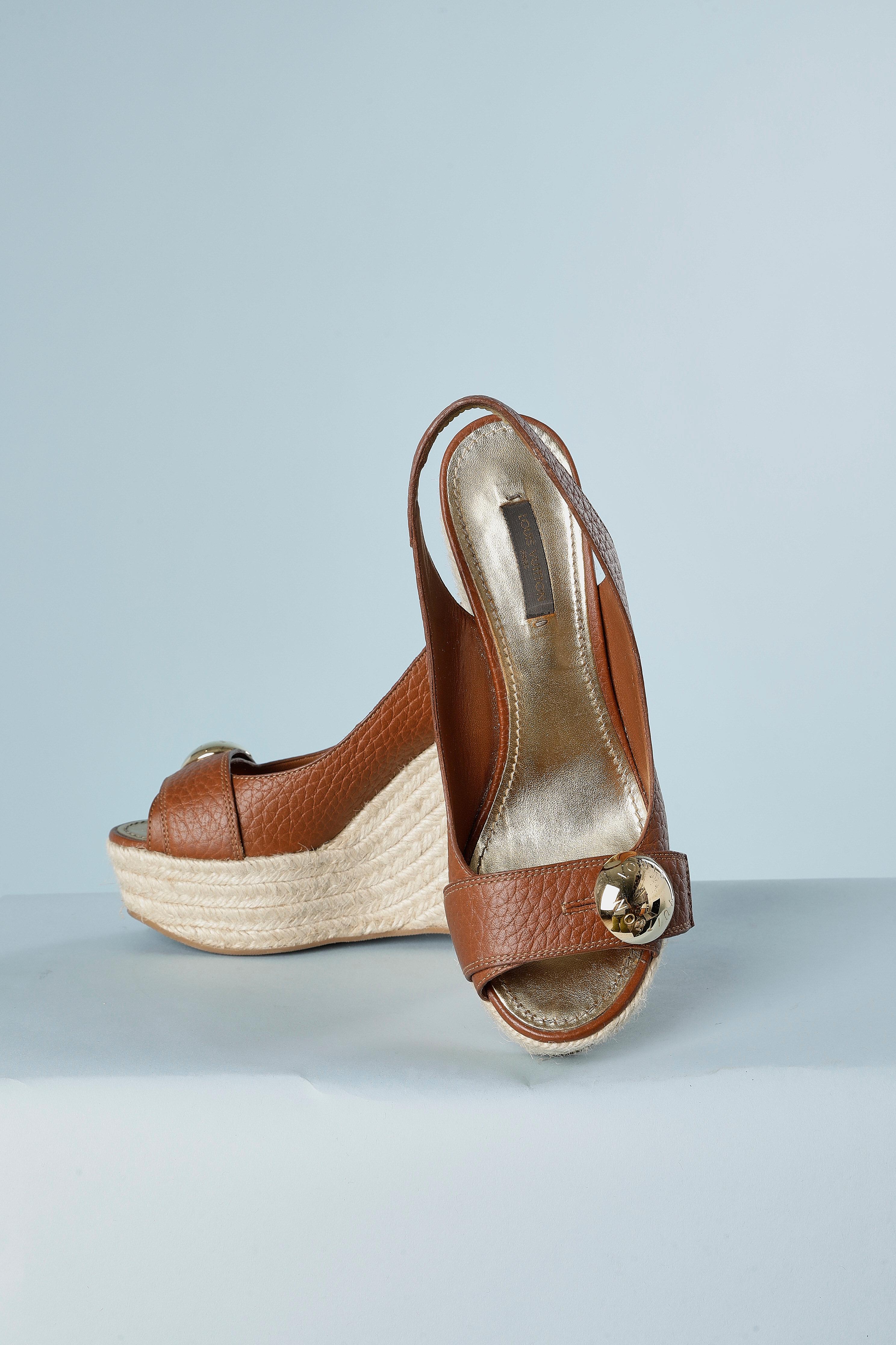Brown leather platform sandal with cord heels Louis Vuitton  In Excellent Condition For Sale In Saint-Ouen-Sur-Seine, FR