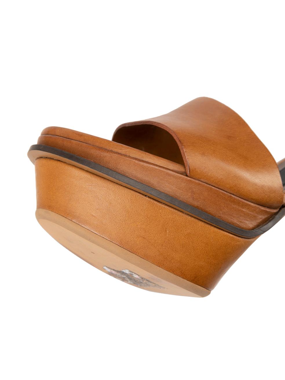 Marni Brown Leather Platform Sandals Size IT 37.5 For Sale 1