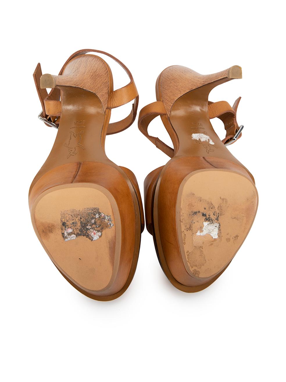 Marni Brown Leather Platform Sandals Size IT 37.5 For Sale 2