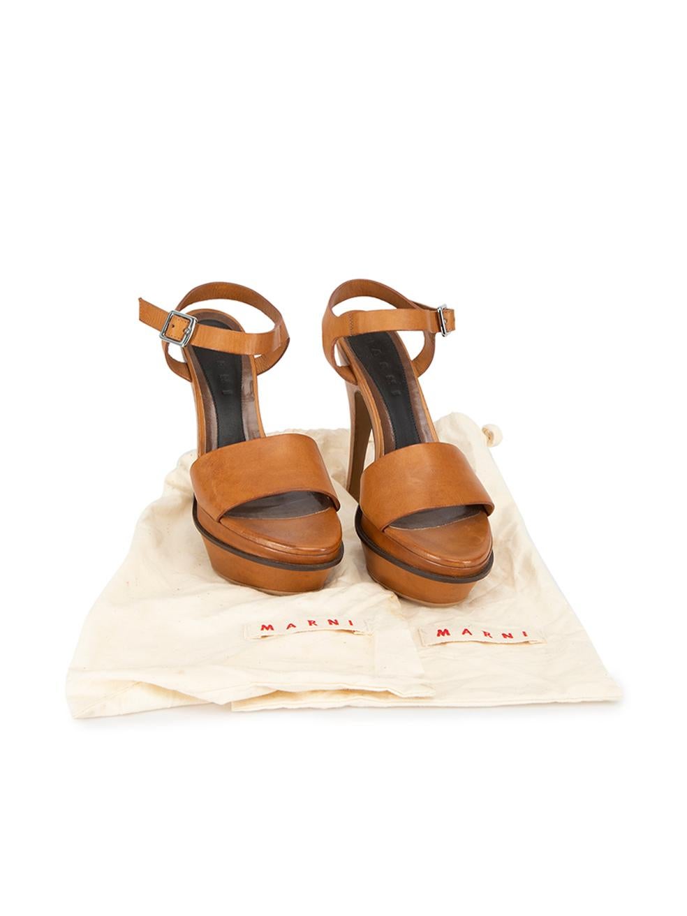 Marni Brown Leather Platform Sandals Size IT 37.5 For Sale 3