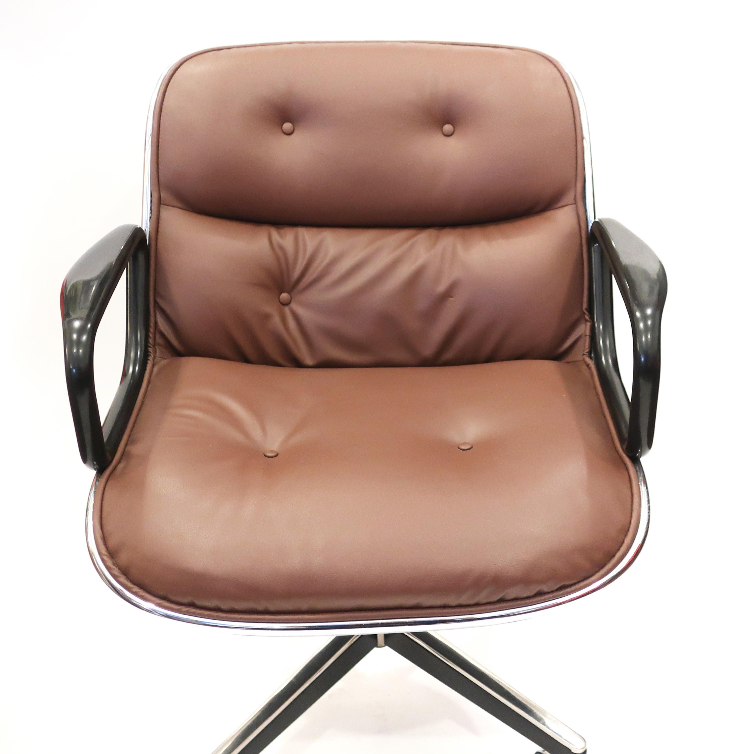 Brown Leather Pollock Executive Armchair by Charles Pollock for Knoll In Good Condition In Brooklyn, NY