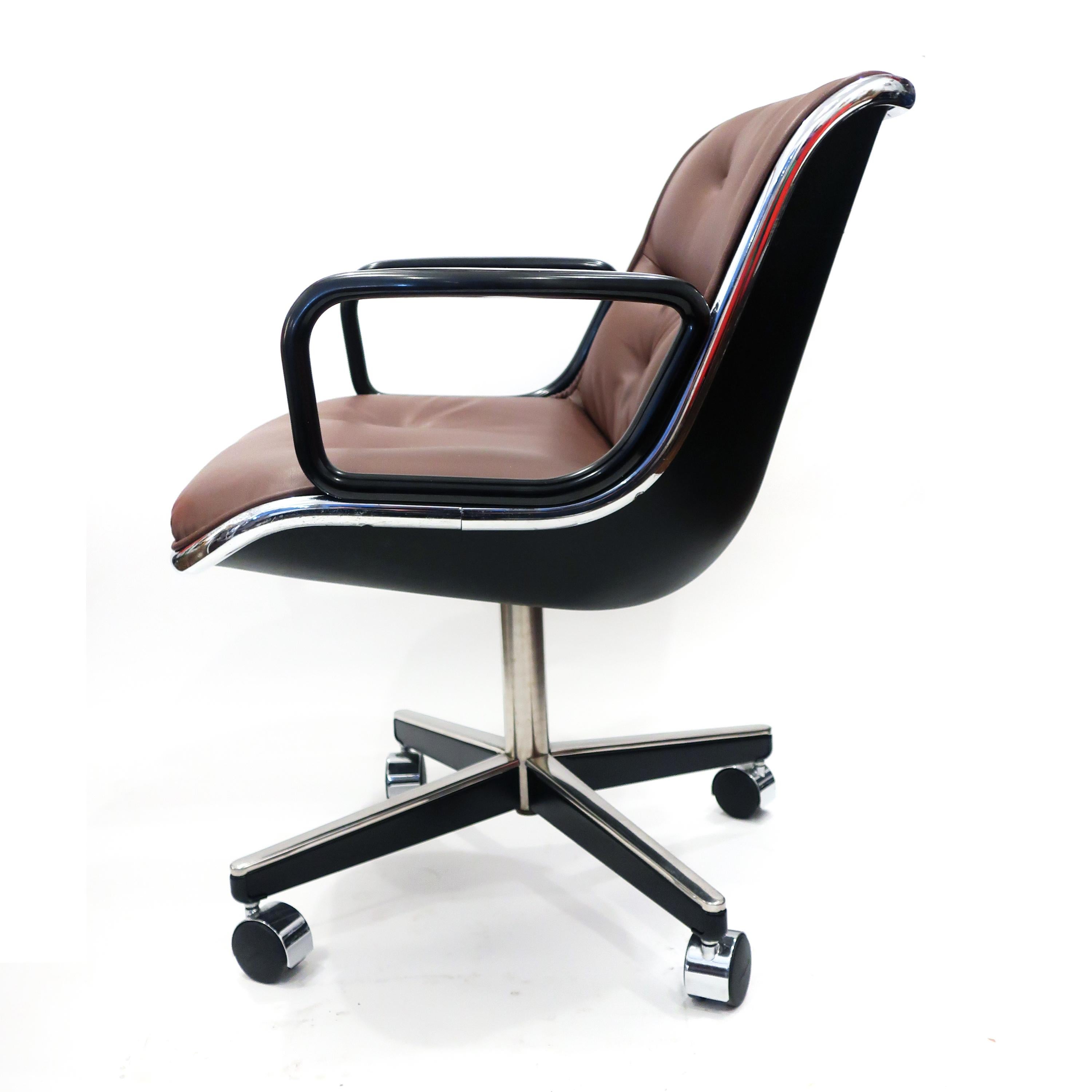 20th Century Brown Leather Pollock Executive Armchair by Charles Pollock for Knoll