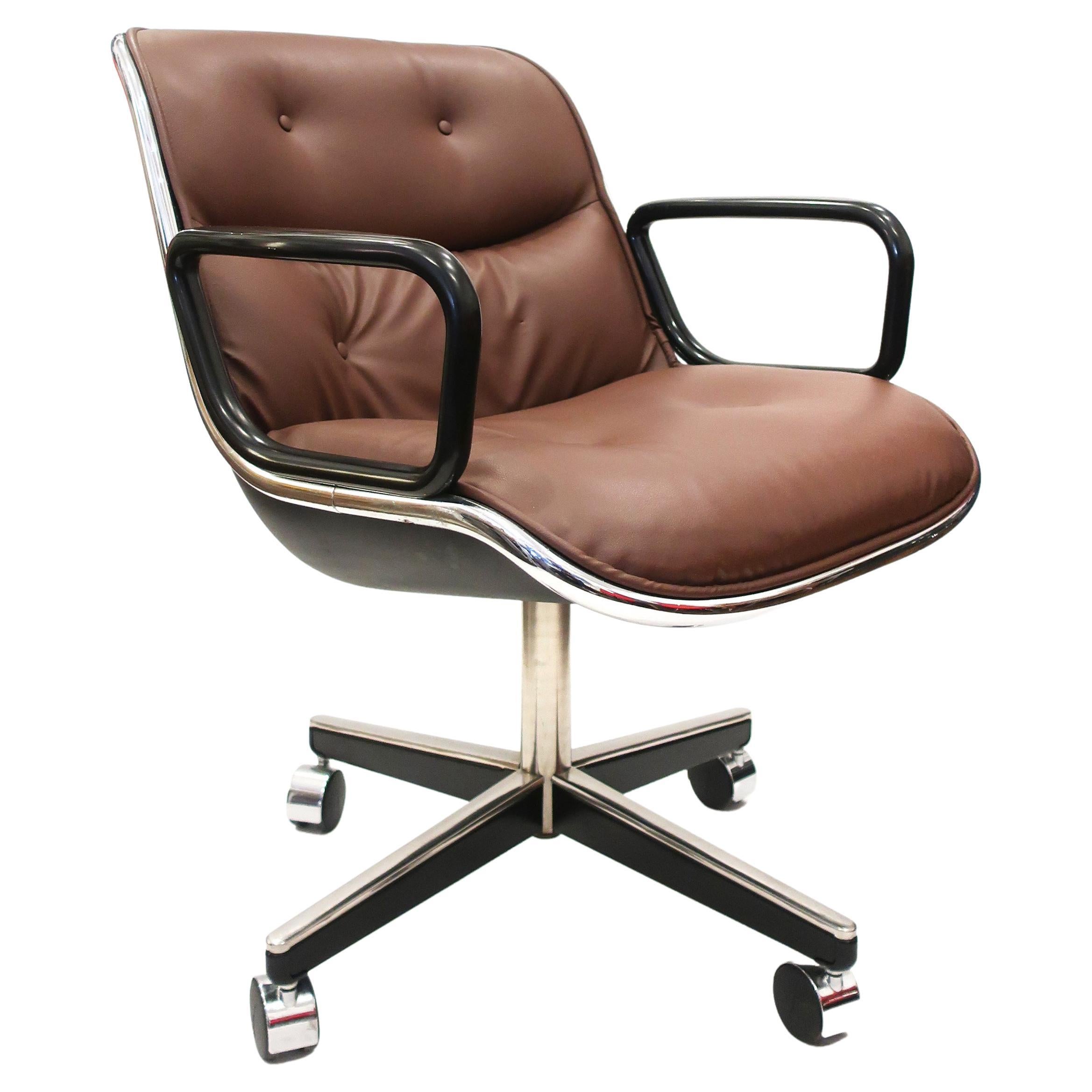 Brown Leather Pollock Executive Armchair by Charles Pollock for Knoll