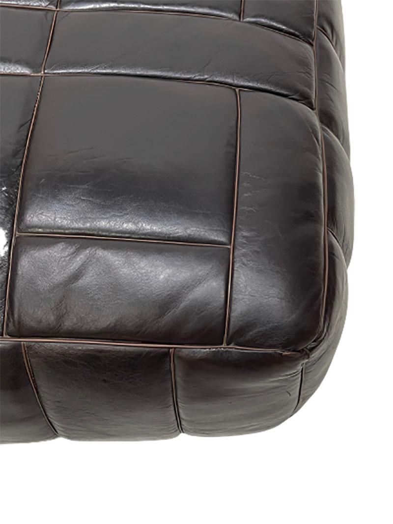 brown leather poufs